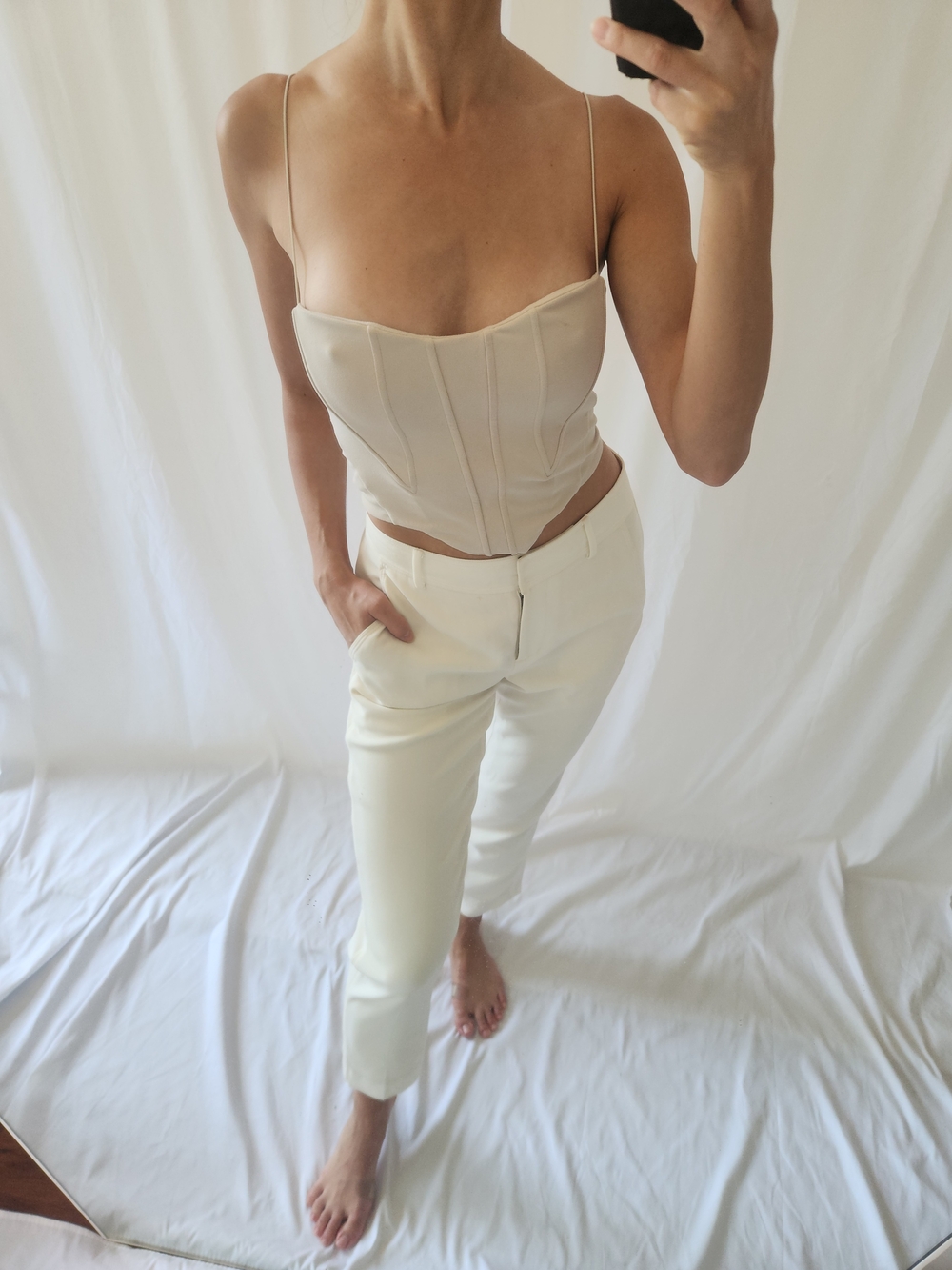 Joah Brown Cream Corset Crop Top - Picture 2 of 12
